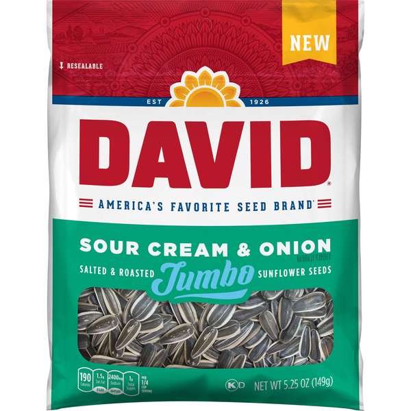 David David Sour Cream And Onion Sunflower Seeds, PK12 2620046466